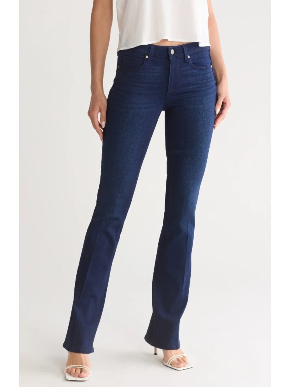 NWT Paige Mid Rise Manhattan in Ayleen Slim Boot Transcend Stretch Jeans 28